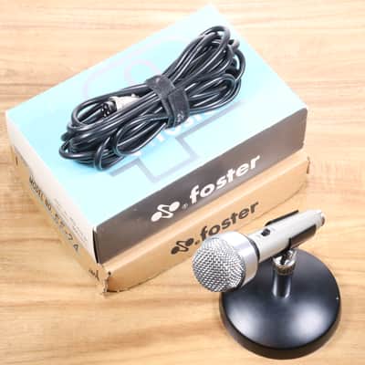 Vintage Foster MDF-618BC Dynamic Cardioid Microphone w/ Stand - 1970s - Silver image 1