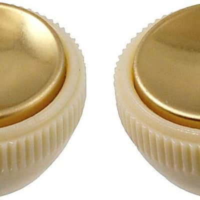 Höfner-Style Vintage Tea Cup Bass Knobs – Cream with Gold Center (Set of 2) | Set-Screw Type image 2