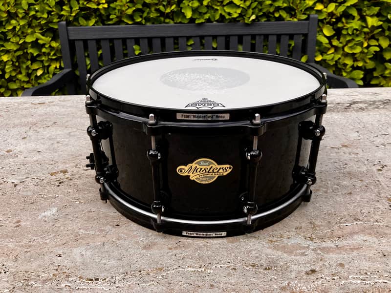 ✮GORGEOUS✮ PEARL Masters PREMIUM MAPLE 14x6.5 SNARE✮BLACK SPARKLE✮4Ply✮Reference image 1