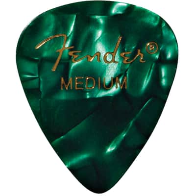 Fender Premium Celluloid 351 Shape Guitar Picks, Medium, Green Moto, 12-Pack image 1