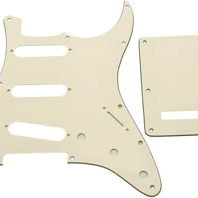 11 Hole ST/Strat Style Pickguard SSS Pick Guard with ST Back Plate Tremolo Trem Cover for Stratocaster/Strat Made in USA/Mexico Aged White 3 Ply image 1