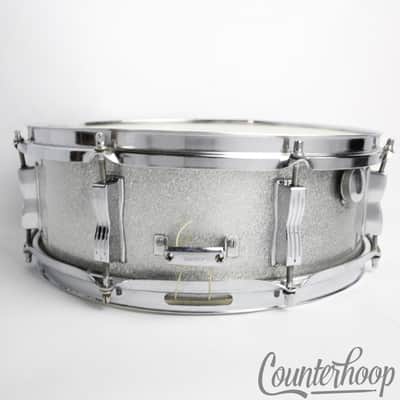 Ludwig 14x5" Jazz Festival Snare Drum Silver Sparkle Blue/Olive Vintage 80s 6Ply image 6