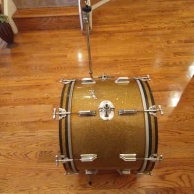 Rogers Vintage Holiday Gold Sparkle 14 X 20 Bass Drum, Early 1960s, Cleveland Tag! image 5