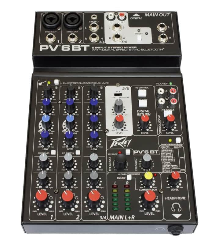 Peavey PV 6 BT 6 Channel Compact Mixer with Bluetooth image 1