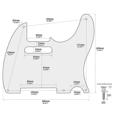 Vintage Original '51–'59 5-Hole Tele Pickguard 1.5mm/0.059inch Thin Thickness Straight Edge 1 Ply Tele Scratch Plate for USA/Mexican Vintage Style Telecaster JT/HB-19 Vintage White image 2