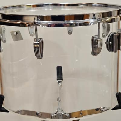 1970s Ludwig Vistalite Clear 10x14 Concert Tom Drum Blue/Olive Badge w/ Clip Mount image 5