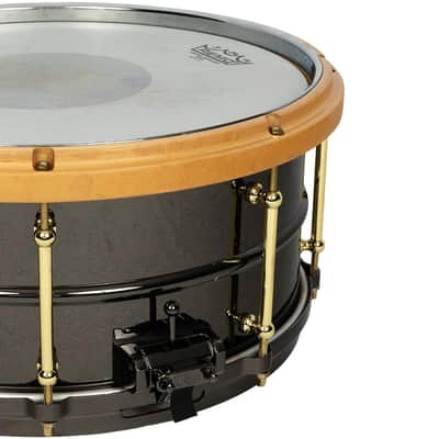 Used Reign 6.5x14 Black Bass Snare Drum with MetalWood Hoop image 4