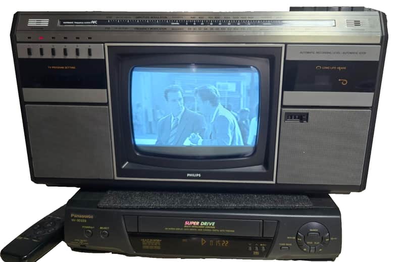 PHILIPS COMBI TC 10 ✅Serviced Rare Vintage SET TV RADIO CASSETTE RECORDER BOOMBOX +VIDEO image 1
