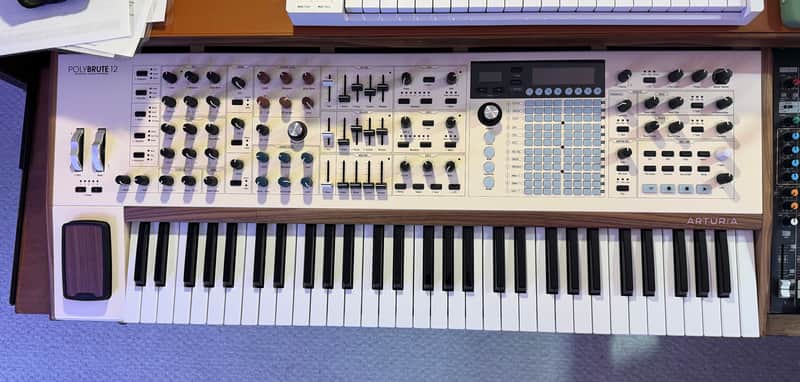 Arturia PolyBrute 12 61-Key Synthesizer 2024 - Present - White with Wood Sides image 1