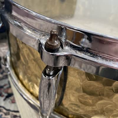 Gretsch Hammered Brass 5x14 Snare Drum - Stop Sign Badge image 5