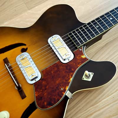 1961 Harmony H74 Meteor Neo Cutaway Vintage Guitar Near Mint DeArmond Gold Foil Pickups w/ohc image 7