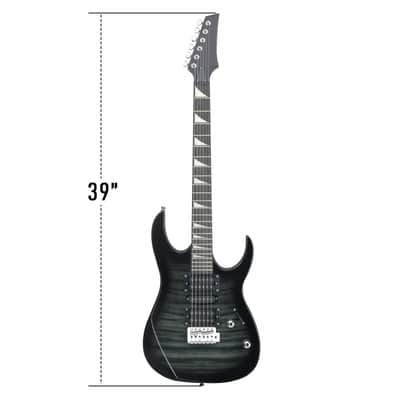 Cxxss 170 Model 39in Electric Guitar HSH Pickups Black complete starter kit suit for Hard Tiger-striped Black image 3