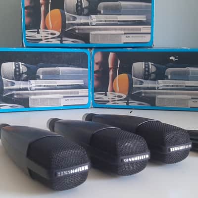 Set of 3x Sennheiser MD 421-U4 Cardioid Dynamic Microphones with Matched Serials 1960s - 1990s - Black image 2