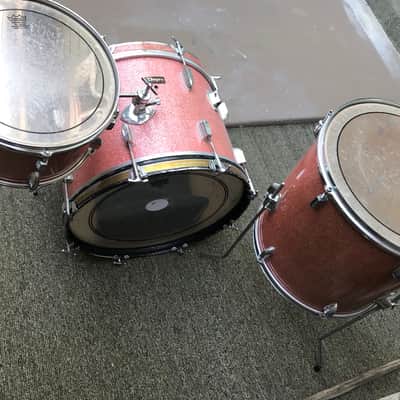 Tempro Pearl stencil drum set 1970's Pink sparkle image 2