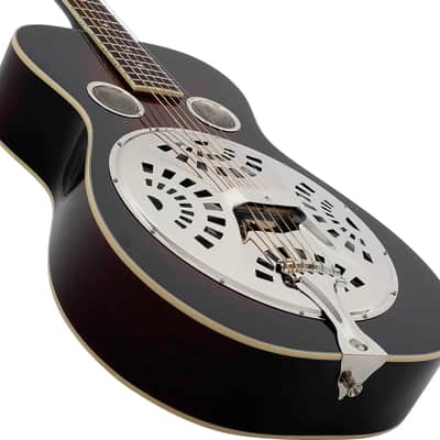 Recording King RR-36 Round Neck Dreadnought Resonator Acoustic Guitar, Mahogany Top, Vintage Sunburst image 3