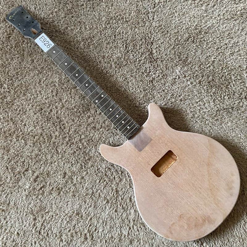 Mahogany Wood Double Cutaway Guitar Body with Neck, Rosewood Fingerboard image 1