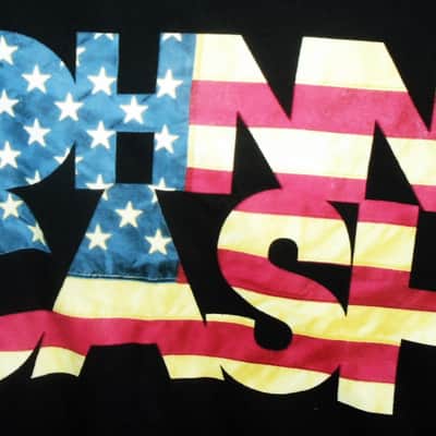 johnny cash red white blue usa flag color name logo L tee - gop country jackson martin folsom prison duets image 3