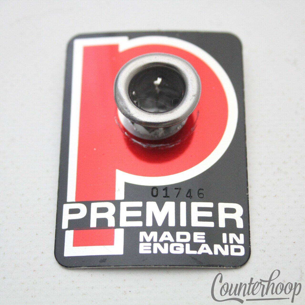 Premier 01746 Serial Number Badge Vintage Early70s Snare/Tom/Bass England UK 3/8 — main photograph