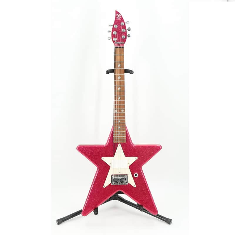 Daisy Rock Star Shaped Atomic Pink Sparkle Electric Guitar w/bag