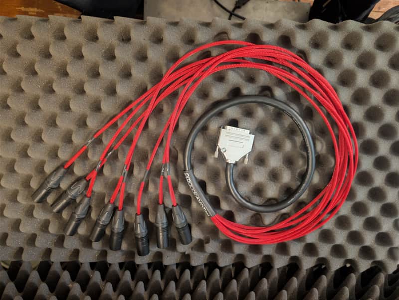 Premium Mogami 2932 DB25 DSUB to Neutrik Gold XLR Male 8 Ch. Snake | Red 5ft. W/ 3ft Fanback. image 1