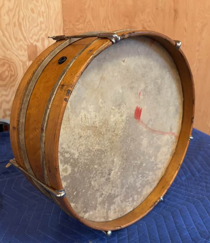4" x 16" Leedy / 1920s Walberg & Auge rod-claw wood-hoop snare / W&A image 1