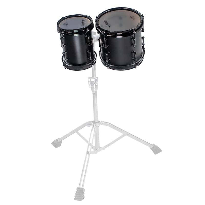 Sawtooth Hickory Series Concert Toms, 6" x 8" & 8" x 8" Matched Pair, Dual-Head Design, 6-Ply Hickory Shells, 3.2 mm Triple-Flange Hoops, Black Nickel Hardware, Chocolate Satin Finish image 1