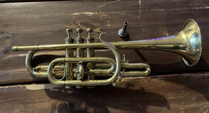 Rare Vintage 1950s Tanabe Tokyo Long Cornet – Polished Bare Brass – Plays Great!