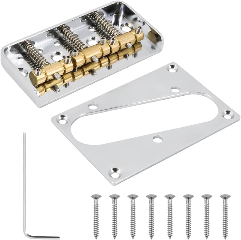 Short TL Bridge 3 Brass Saddles Bridge Pickup Ring for Telecaster Style or Vintage Electric Guitar Replacement Part image 1