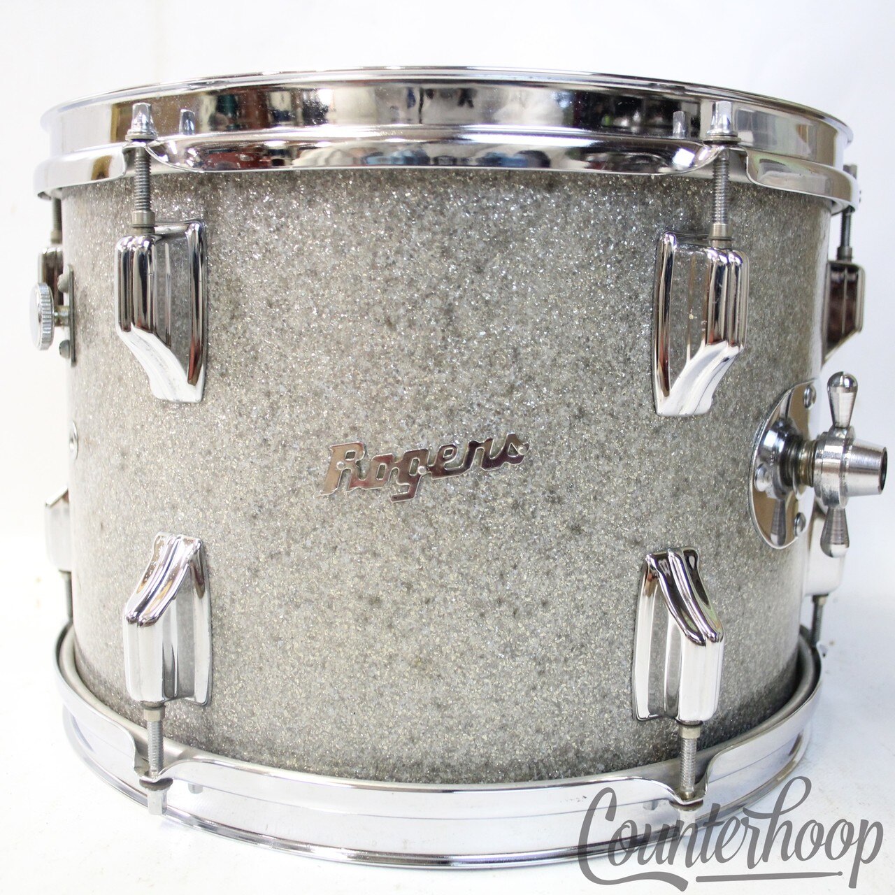 Rogers 13x9"Silver Sparkle Dayton Holiday Tom Drum Vintage Powertone Swivomatic — main photograph