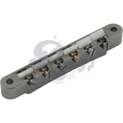 Advanced Plating 1275PC (Vintage Series) ABR-1 Bridge w/ ABS Saddles - Fits Gibson®-Black Nickel/Pearl Chrome image 2