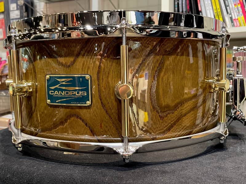 Canopus HS-1465 Zelkova Ninja Black Snare Drum / Straight Brass Hoops 6.5"x14"