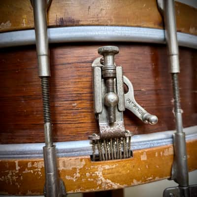 Vintage 1920s Ludwig & Ludwig Chicago 16-Rod Single-Tension Snare Drum - 100% Complete Survivor w/ Original P-338 Strainer image 3