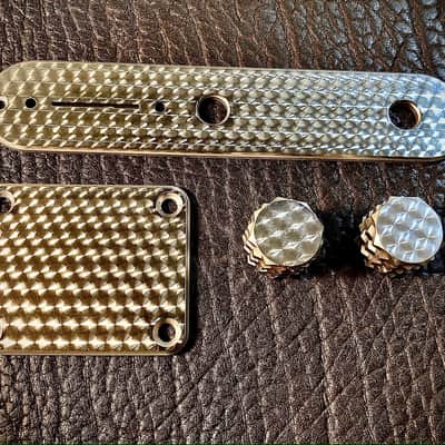 Van Dyke-Harms Extra Thick Stainless Steel, Engine Turned Neck Plate with Screws, Fits Fender-style, 4-bolt guitars 2023 - Engine-turned Stainless Steel image 5
