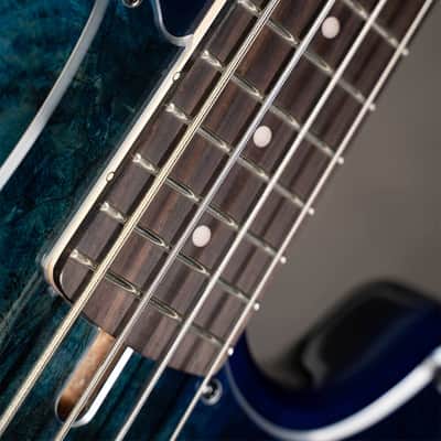 Cort GB-Fusion 4 Blue Burst 4 String Jazz Bass 34" Spalted Maple Luminous Side Dots image 7