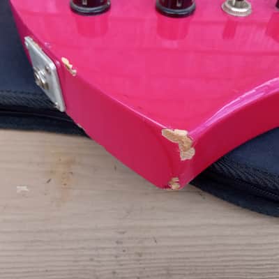 Vintage 1980's BC Rich NJ Series Mockingbird Electric Guitar w/ Gig Bag! Hot Pink, Japan! image 6