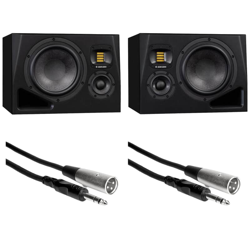 Adam Audio A8H Powered 3-Way Studio Monitor (Left and Right) Bundle with 1/4" to XLR Cables image 1