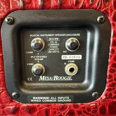 Mesa Boogie 4x12 4FB Oversized Recto Cabinet- Custom Red Crocodile Tolex 2007 - w/cover + casters image 16
