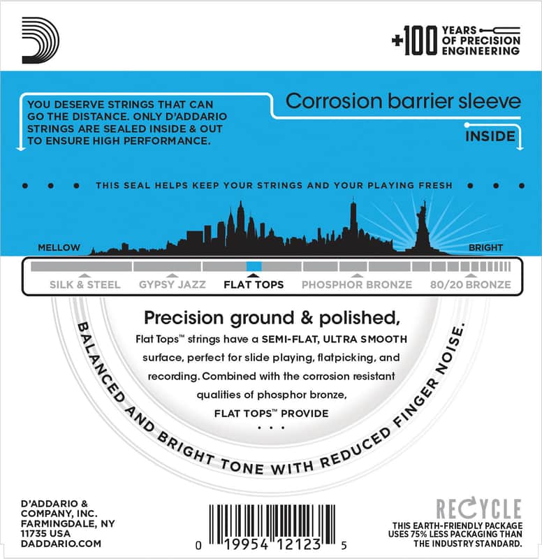 D'Addario EFT16 Flat Tops Phosphor Bronze Acoustic Guitar Strings, Light Gauge image 3
