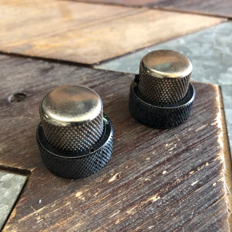 Real Life Relics Genuine Fender® Replacement Aged Nickel Top & Black Bottom Jazz J Bass® Concentric Knob Set image 1