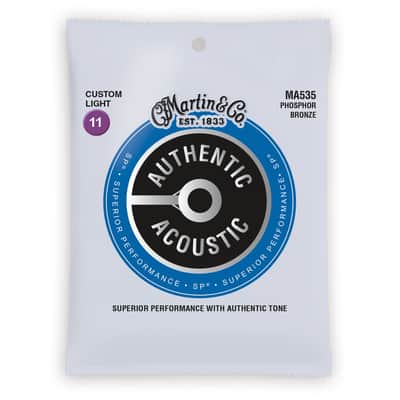 Martin MA535 Authentic Acoustic SP Phosphor Bronze Acoustic Guitar Strings - Custom Light (.11 - .52)