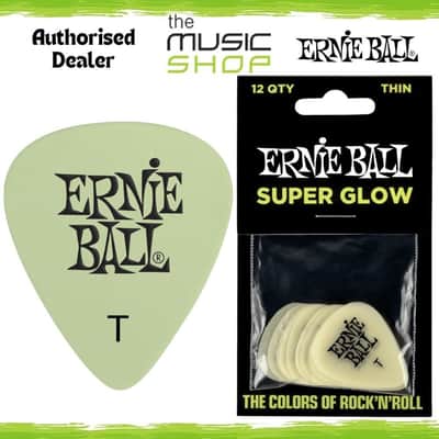 Ernie Ball Super Glow in the Dark Cellulose Guitar Picks, Thin, 12 Pack - 9224 image 1