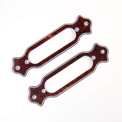 2x Flanged Single Coil Pickup Mounting Base plate Rings, 4ply Tortoise