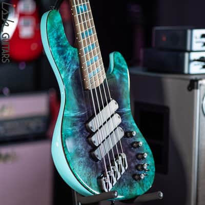 Dingwall Super J 5-String Buckeye Burl Purple to Turquoise Reverseburst image 6