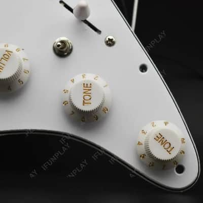 White HSS Stratocaster Strat Style Guitar Prewired Loaded Pickguard with Large Pole Pickups image 2
