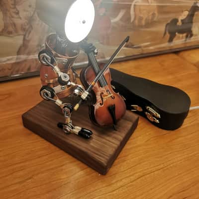 Cello Robot Cellist Ornaments Punk Industrial style Small Lamp Gift By Handmade,price include the import duty for US buyer image 2