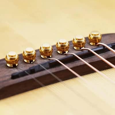 Guitar Bridge Pins 6pcs Solid Brass End-pins for Acoustic Guitar Pegs Replacement for Resonating more brightness and attack. image 7