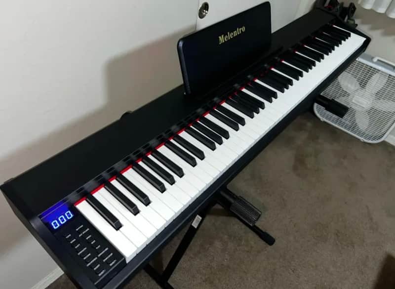 Melentro 88-Key Digital Piano – Includes X-Stand and Pedal – Excellent Condition - Black image 1