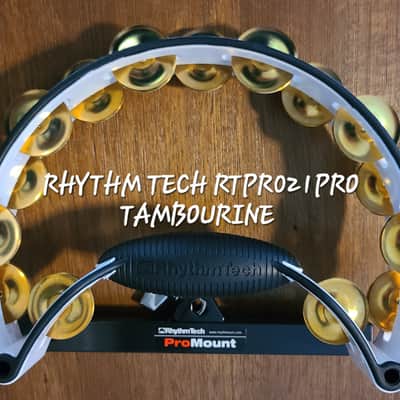 RhythmTech RTPRO1 Pro Series Tambourine brass Jingles White/black Drum mount included image 4