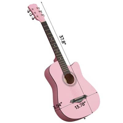 Cxxss Matte Pink 38-inch Acoustic Guitar with Picks, Strings, Capo, Case, Tuner, and Strap image 2
