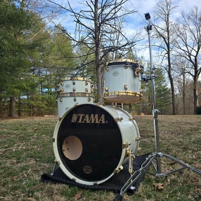Tama Starclassic Maple MIJ 13,16,22 with matching snare 1990s - Piano White Lacquer /Gold hdwr. image 2